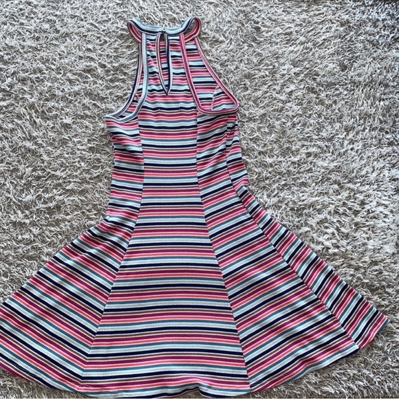 Hollister Multicolored Striped High Neck Fit and Flare Skater Dress - Picture 3 of 4